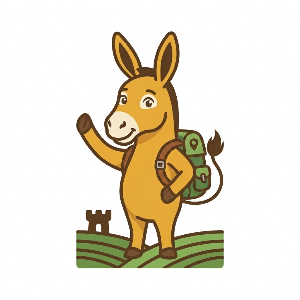 Esel Wanderer Maskottchen